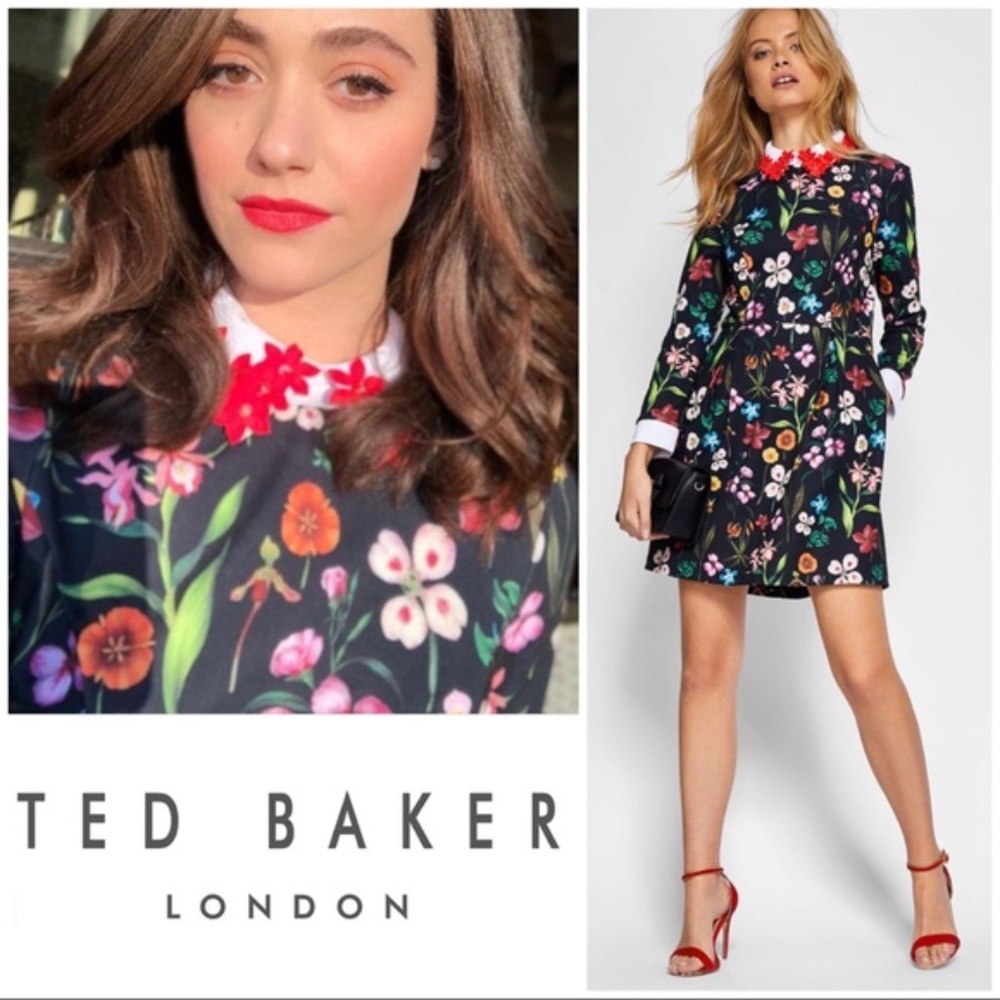 Ted baker dress Tillena Hampton Skater dress  size:2,  embellish collar in red